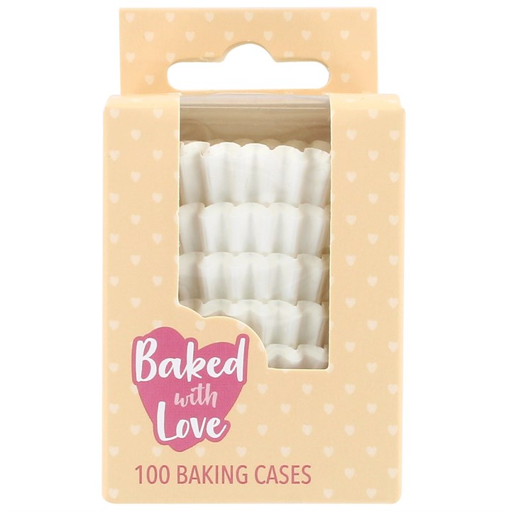 Baked with Love White Greaseproof Mini Baking Cases - Pack of 100