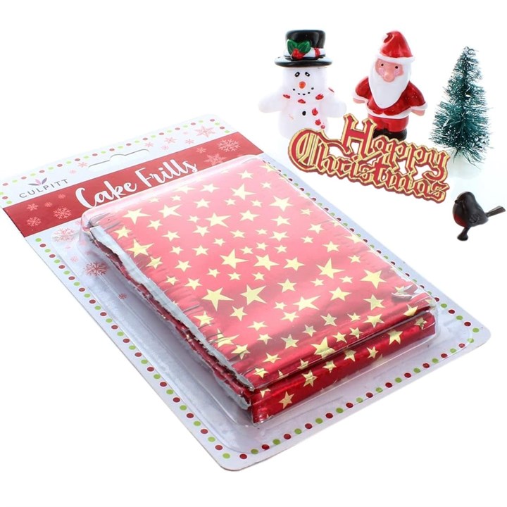 Red and White Merry Christmas Cake Decoration Kit, 6 Piece Set