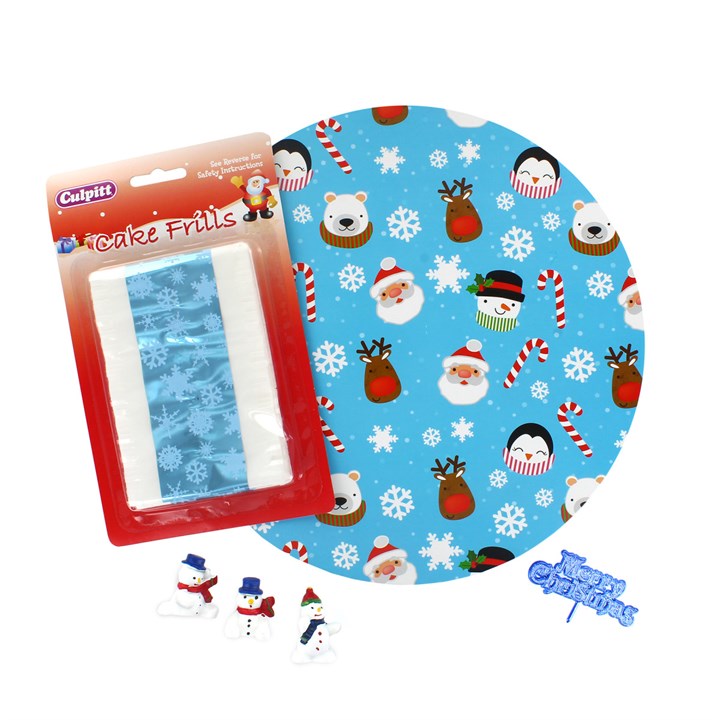 Christmas Cake Board & Decoration Set - Snowman