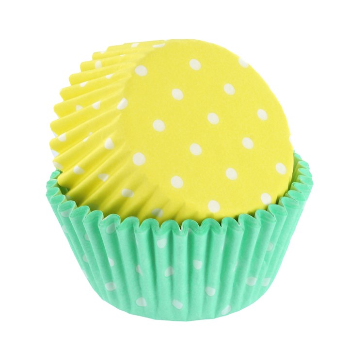 Baked with Love Green /Yellow Spot Greaseproof Baking Cases-50PK