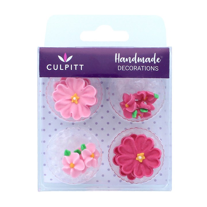 Culpitt Pink Daisy Collection Sugar Decorations - 14 pieces