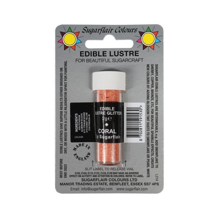 Sugarflair Edible Lustre Glitter - Coral - 2g