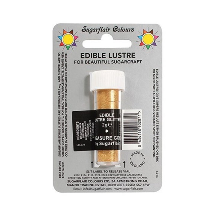 Sugarflair Edible Lustre Glitter - Treasure Gold - 2g