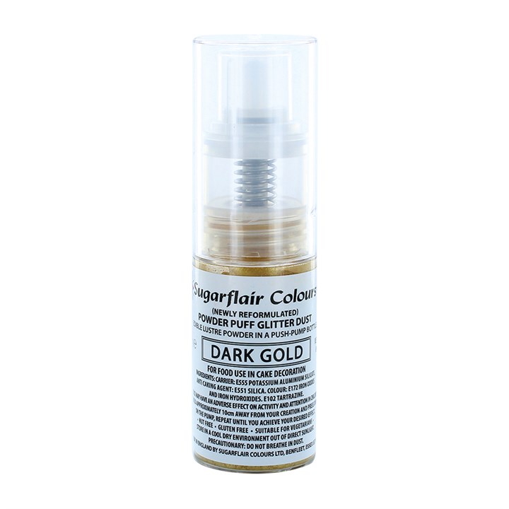Sugarflair Dark Gold Edible Glitter Pump Spray - 10g - E171 Free