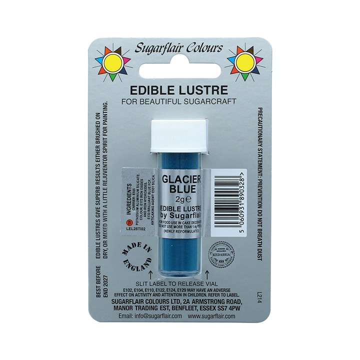 Sugarflair Glacier Blue Lustre Dusting Colour - 2g - E171 Free