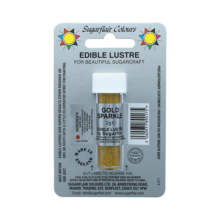 Sugarflair Gold Sparkle Lustre Dusting Colour - 2g - E171 Free