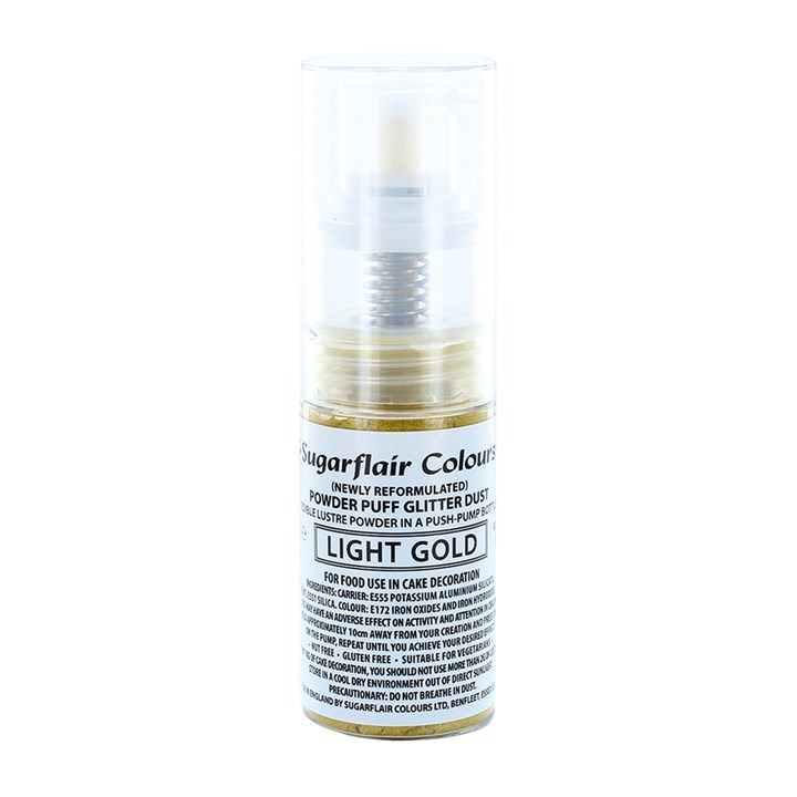 Sugarflair Light Gold Edible Glitter Pump Spray - 10g - E171 Free