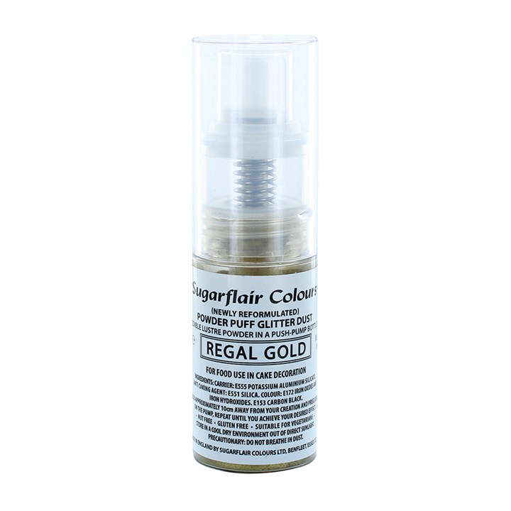 Sugarflair Regal Gold Edible Glitter Pump Spray - 10g - E171 Free