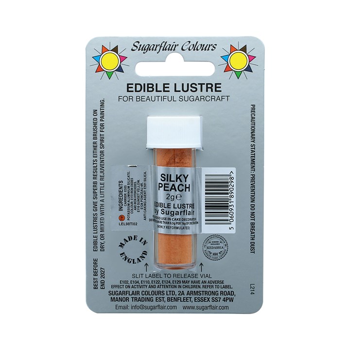 Sugarflair Silky Peach Lustre Dusting Colour - 2g - E171 Free