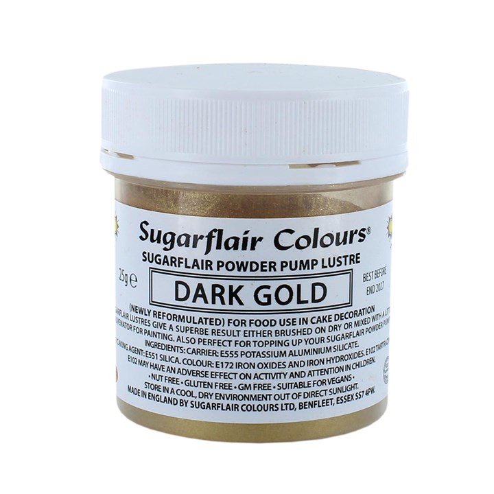 Sugarflair Dark Gold Edible Glitter Pump Refill - 25g - E171 Free