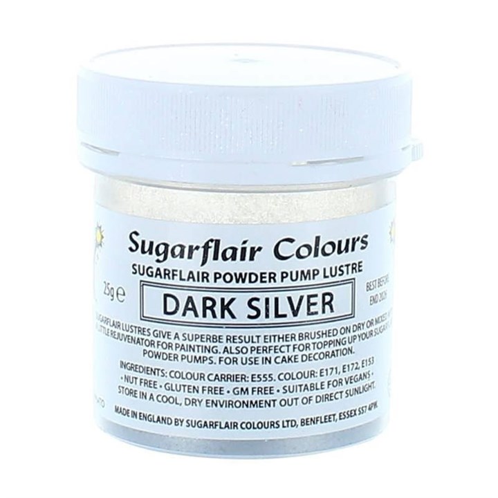 Sugarflair Lustre Dusting Powder - Dark Silver (25g)