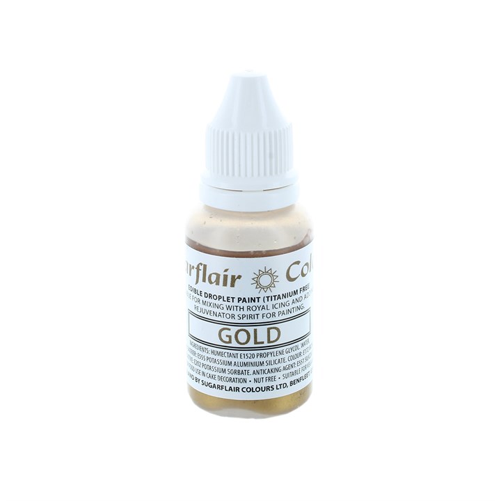 Sugarflair Titanium Free Edible Gold Droplet Paint 14ml