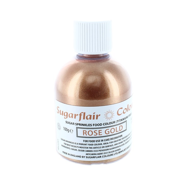 Sugarflair Titanium Free Edible Rose Gold Sugar Sprinkles 100g