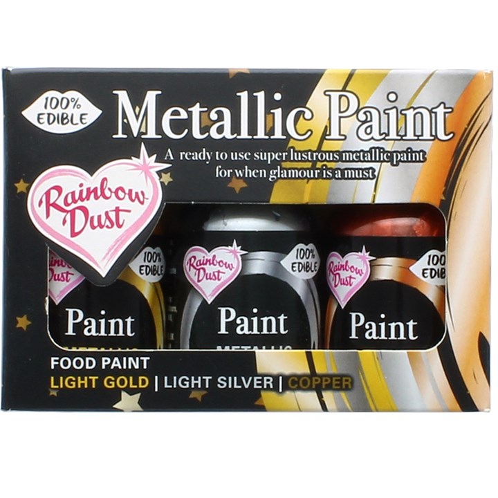Rainbow Metallic Paint Collection - Light Gold, Light Silver and Copper