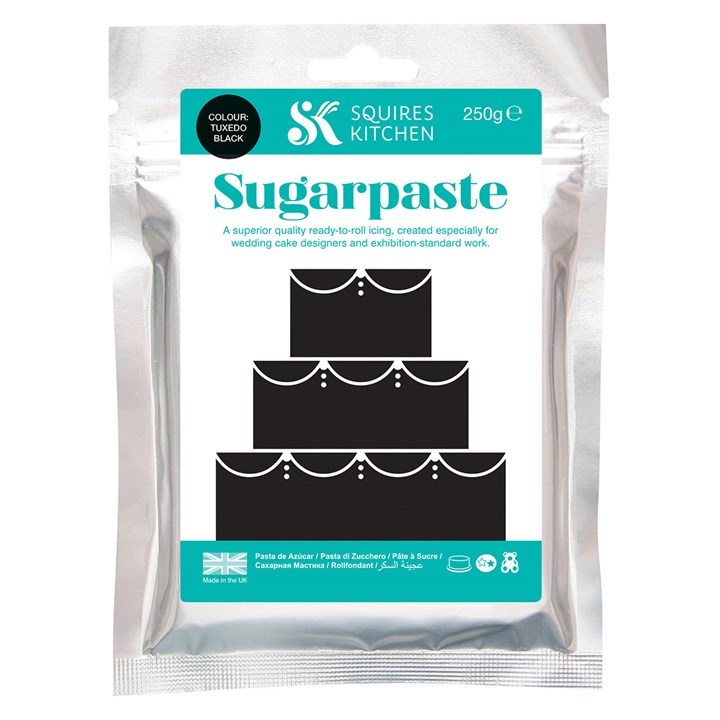 Squires Sugarpaste - Tuxedo Black - 250g -Sale
