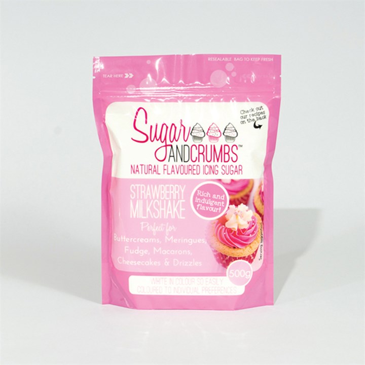 Sugar & Crumbs Natural Flavoured Icing Sugar - Strawberry Milkshake - 500g