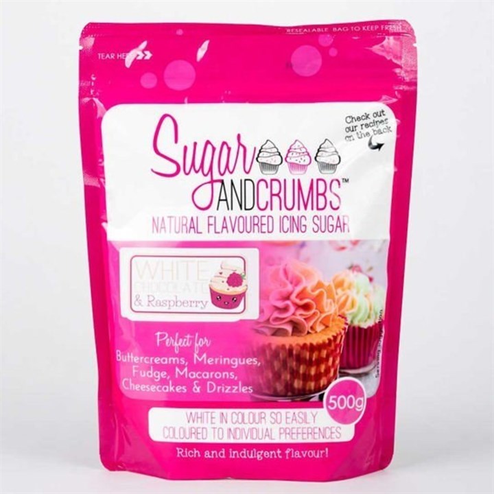 Sugar & Crumbs Natural Flavoured Icing Sugar - White Chocolate & Raspberry - 500g