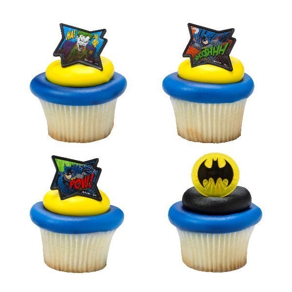 Batman Cupcake Ring Decorations - Box of 144
