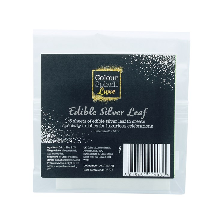 Colour Splash Luxe - 5 Sheets - Silver Leaf 80mm