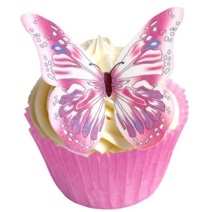 Edible Wafer Butterfly Toppers - Purple & Pink  - Pack of 12