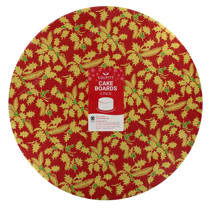 Red Selection Christmas Cake Boards - 254mm (10")