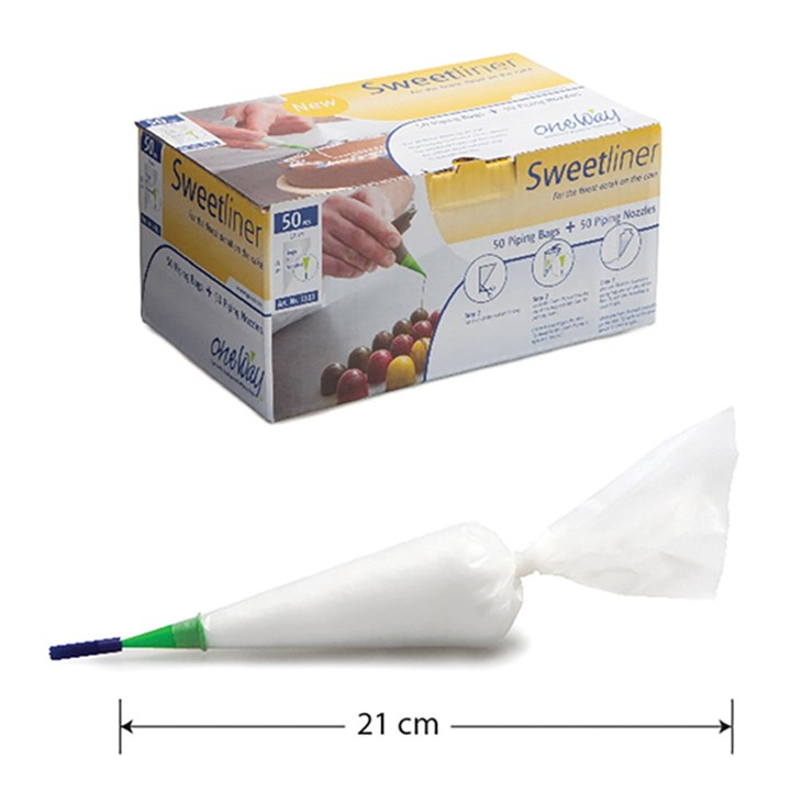 Sweetliner 21" Disposable Piping Bag with Nozzle - Pack of 50