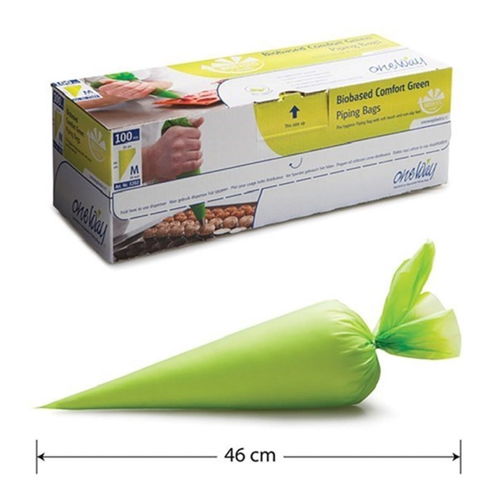 One Way Bio-Based Green 18" Disposable Piping Bags - Pack of 100