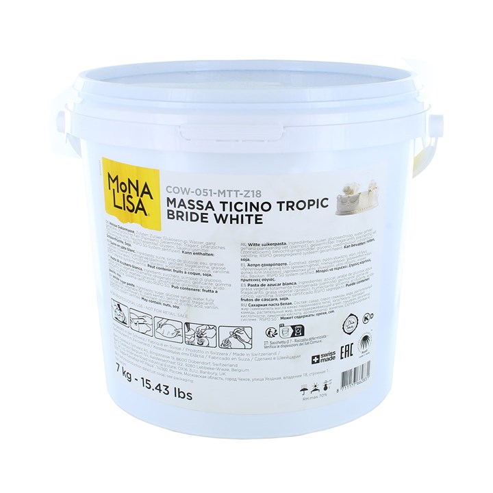 Mona Lisa Massa Ticino White Tropic Sugar Paste 7kg