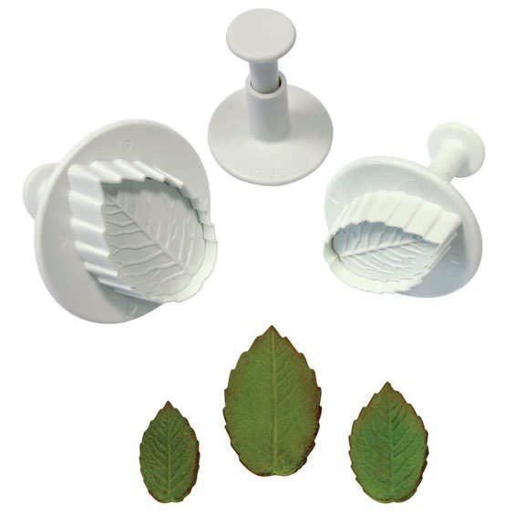 PME Small Rose Leaf Plunger Cutter/Veiner - Set of 3