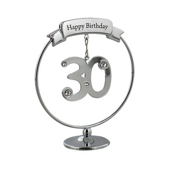 Crystocraft Chrome Plated Cake Topper Decoration - 30th Birthday