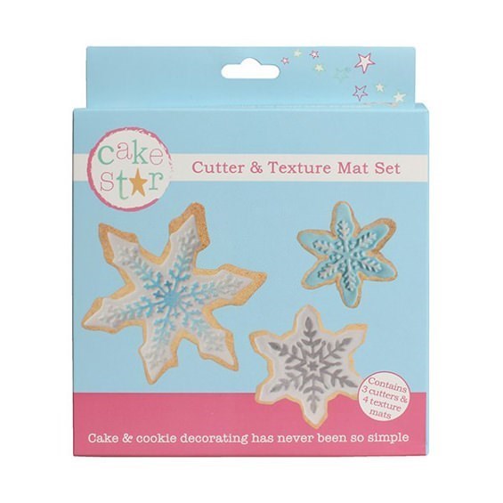 Cake Star Cutter & Texture Mat Set - Snowflakes