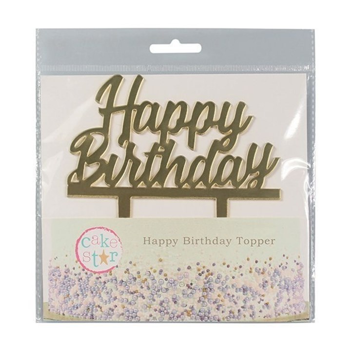 Cake Star Mirrored Gold Happy Birthday Cake Topper