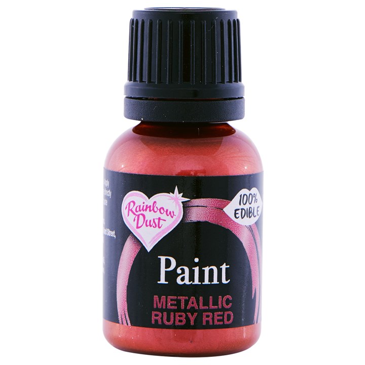 Rainbow Dust Edible Food Paints - Metallic Ruby Red - 25ml