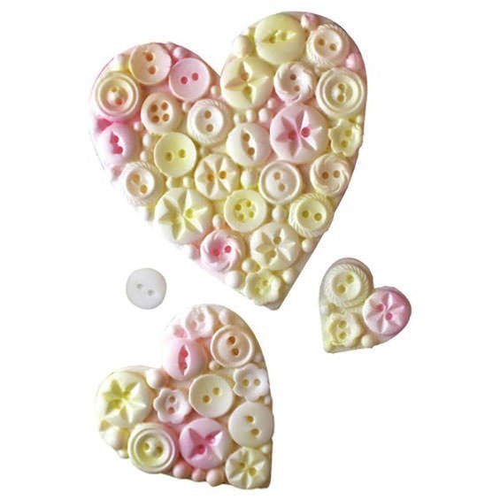 Katy Sue Silicone Sugarcraft Mould - Button Heart