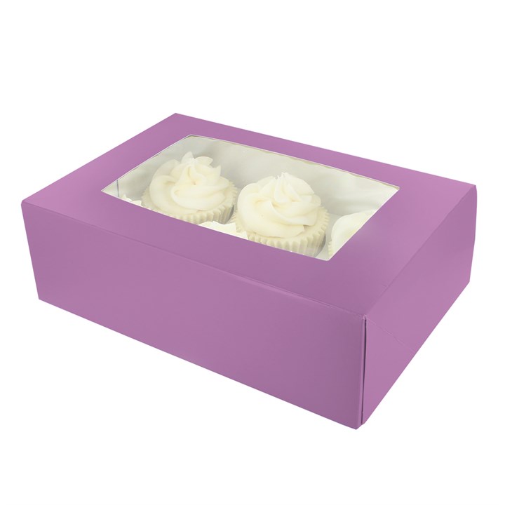 6 or 12 Hole Brights Cupcake Box - Purple