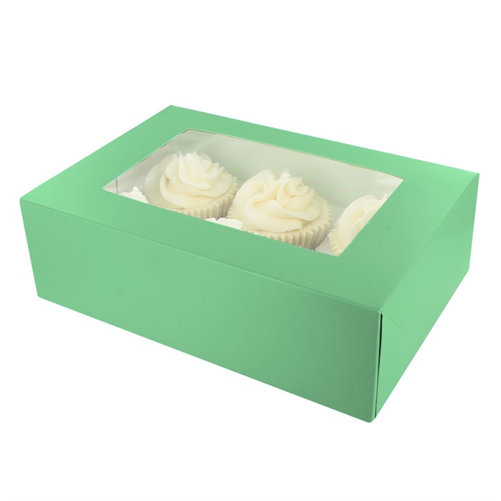 6 or 12 Hole Brights Cupcake Box - Jade
