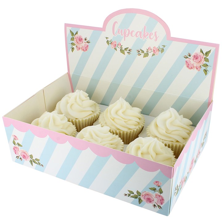 6 or 12 Hole Cupcake Display Box - Afternoon Tea