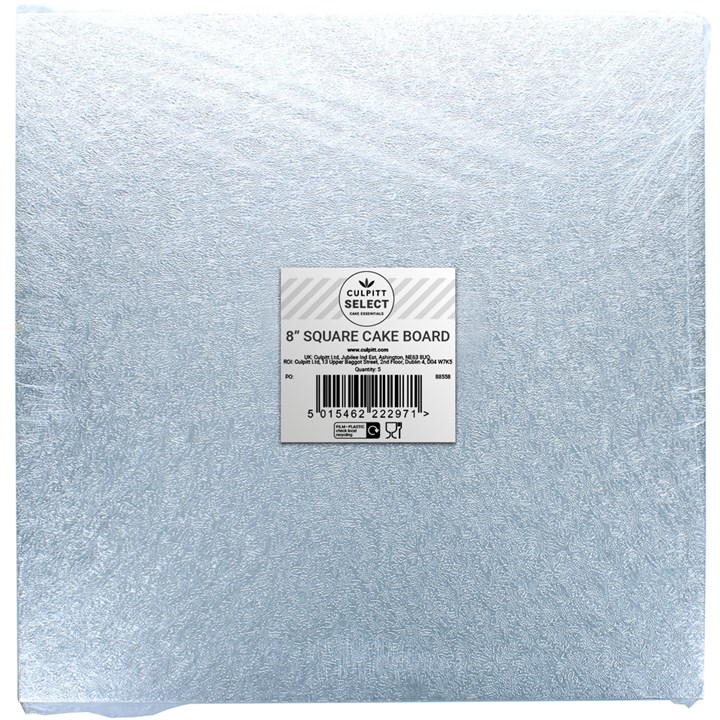 Culpitt Select Cake Boards, Square, 8" - 5 Pack