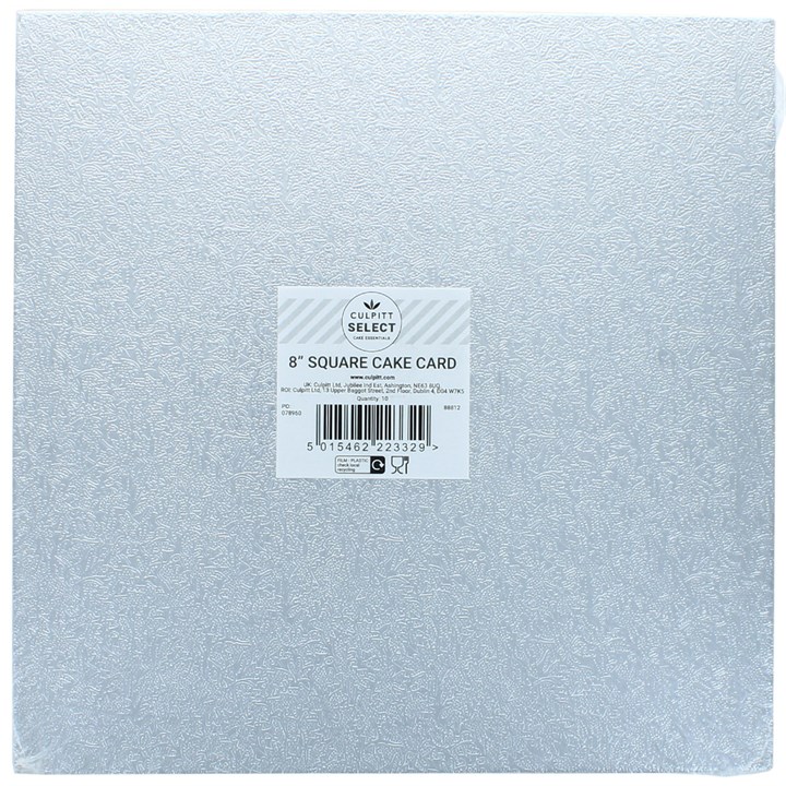 Culpitt Select 3mm Cake Cards, Square, 8 Inch - 10 Pack