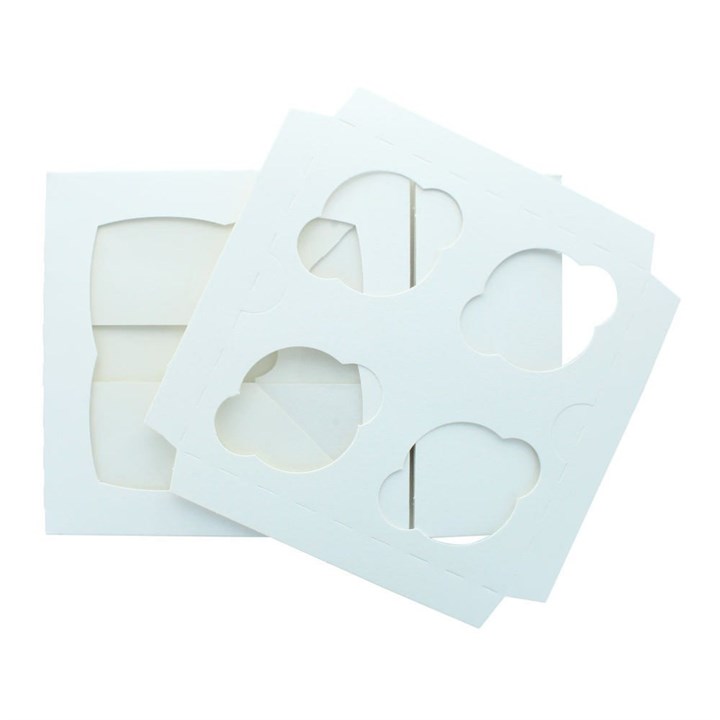 Bulk Pack - White 4 Hole Window Cupcake Box - Pack of 25