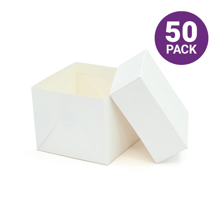 Bulk Pack - 8"  White Cake Box and Lid - Pack of 50
