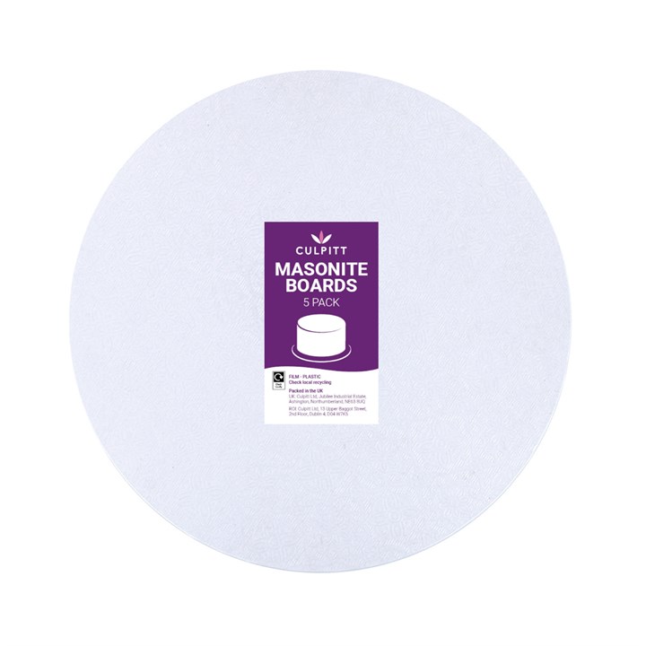 10" White Masonite Cake Board - Pack of 5