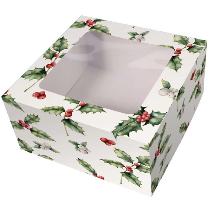 Vintage Holly Christmas Cake Box - 6