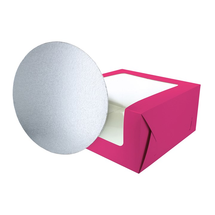 Pink 10" Windowed Cake Box and 3mm Cake Card From Baked With Love