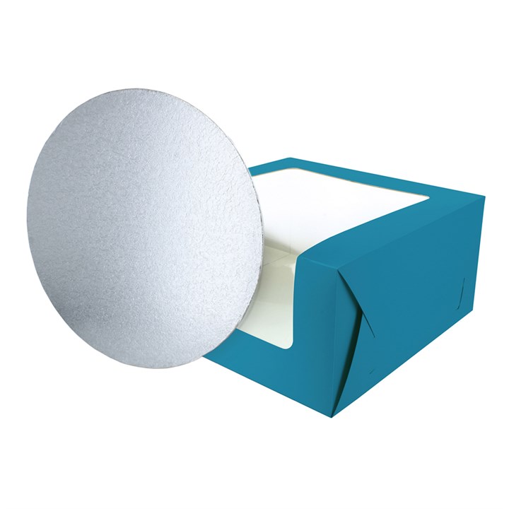 Teal 10" Windowed Cake Box and 3mm Cake Card From Baked With Love