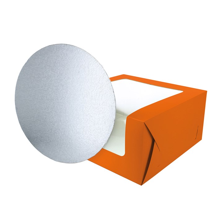 Tangerine 10" Windowed Cake Box and 3mm Cake Card From Baked With Love