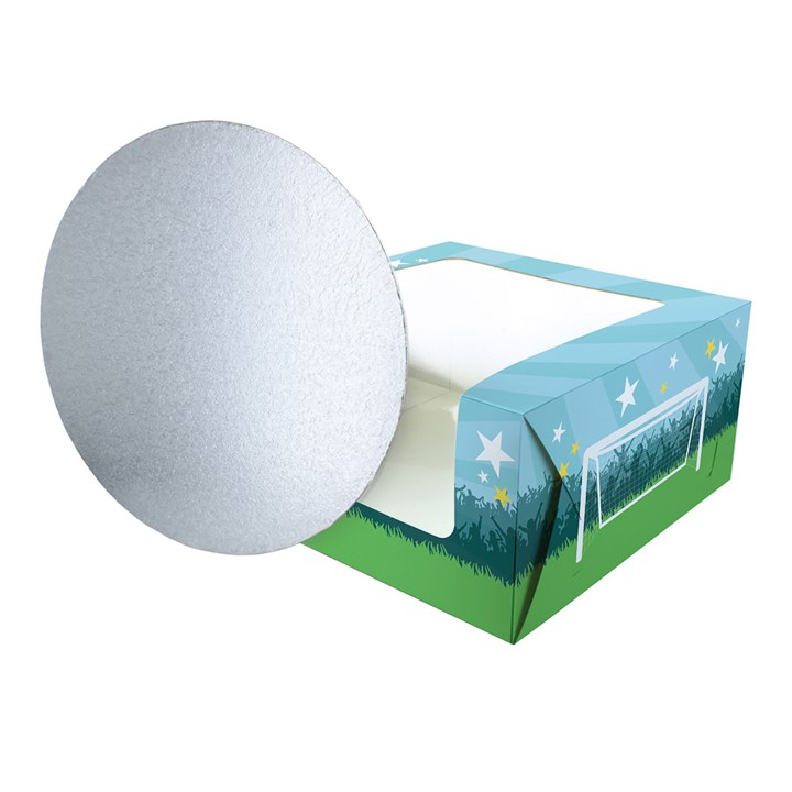 Football 10" Windowed Cake Box and 3mm Cake Card From Baked With Love