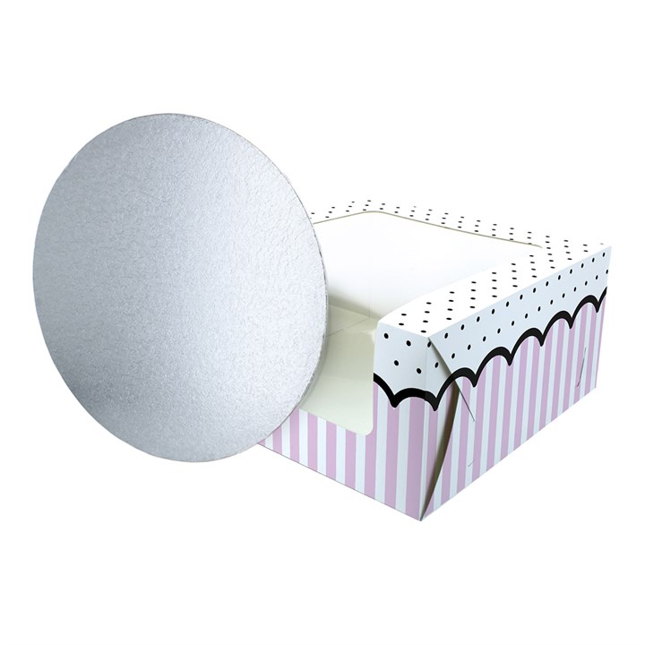 Pink Spots 10" Windowed Cake Box and 3mm Cake Card From Baked With Love
