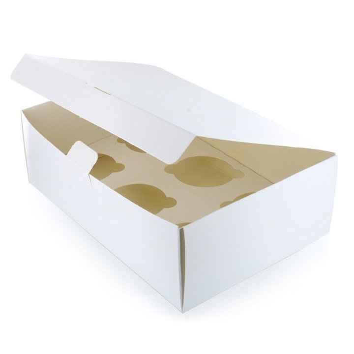 6 Hole White Cupcake Box - Pack of 25