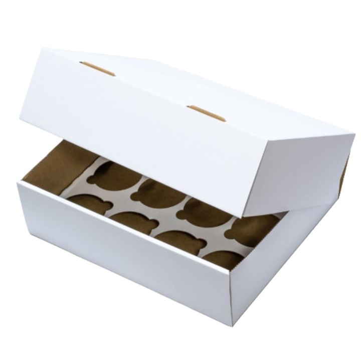 12 Hole White Cupcake Box - pack of 25